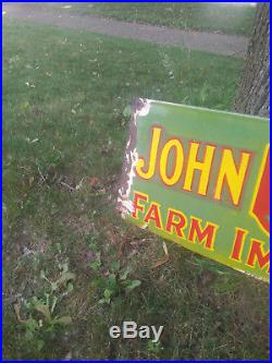 John Deere Farm Implements porcelain enamel sign 36 x 12