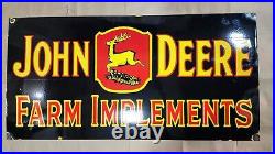 John Deere Farm Porcelain Enamel Sign 48 X 24 Inches