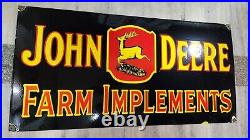John Deere Farm Porcelain Enamel Sign 48 X 24 Inches