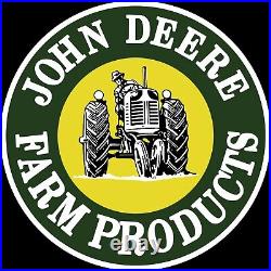 John Deere Farm Products Metal Sign 28 Dia. Round USA Steel