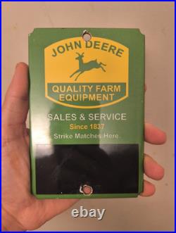 John Deere Farm Quality Farm Equipment Match Strike Porcelain Metal Sign John Deere Farm Quality Farm Equipment Match Strike Porcelain Metal Sign
