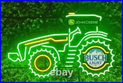 John Deere Farm Tractor Busch Light Beer LED Neon Light Lamp Sign With Dimmer