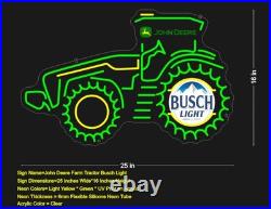 John Deere Farm Tractor Busch Light Beer LED Neon Light Lamp Sign With Dimmer John Deere Farm Tractor Busch Light Beer LED Neon Light Lamp Sign With Dimmer