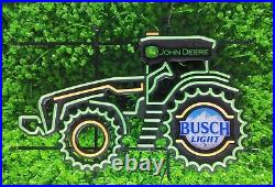 John Deere Farm Tractor Busch Light Beer LED Neon Light Lamp Sign With Dimmer