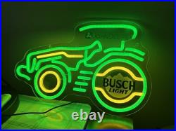 John Deere Farm Tractor Busch Light LED Neon Bar Sign Light Lamp With Dimmer