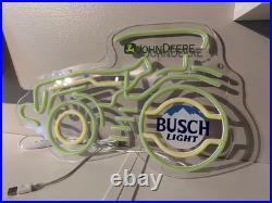 John Deere Farm Tractor Busch Light LED Neon Bar Sign Light Lamp With Dimmer