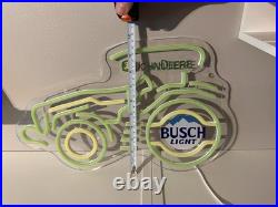 John Deere Farm Tractor Busch Light LED Neon Bar Sign Light Lamp With Dimmer