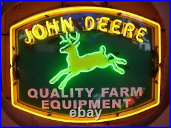 John Deere Farm Tractor Equipment Neon Sign Light With HD Vivid Printing 24x20