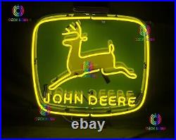 John Deere Farm Tractor Farming Garage Barn Real Glass Neon Light Sign Man Cave