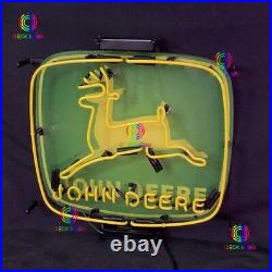 John Deere Farm Tractor Farming Garage Barn Real Glass Neon Light Sign Man Cave