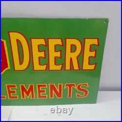 John Deere Form Implements Porcelain Enamel Sign 36 x 15 Inches 1 Side