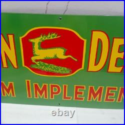 John Deere Form Implements Porcelain Enamel Sign 36 x 15 Inches 1 Side