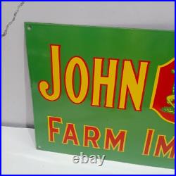 John Deere Form Implements Porcelain Enamel Sign 36 x 15 Inches 1 Side