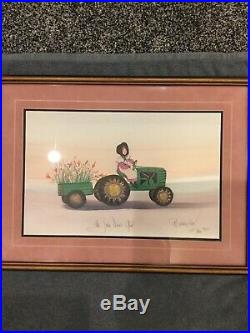 John Deere Girl, P Buckley Moss signed & numbered LE print, J D tractor 1995