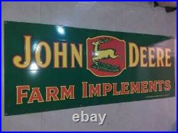 John Deere Green Farm Implements 60x24 Porcelain Enamel Sign Single Sided