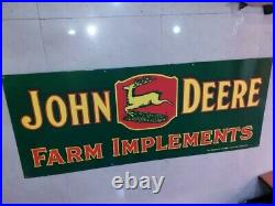 John Deere Green Farm Implements 60x24 Porcelain Enamel Sign Single Sided