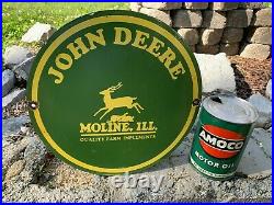 John Deere Heavy Porcelain Sign, (12 Inch), Good Condition, Nice Sign
