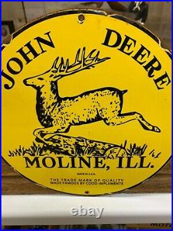 John Deere Heavy Porcelain Sign, (12 Inch), Great Looking Sign
