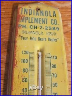 John Deere Indianola Iowa Thermometer Sign Vintage Old Original Farm Gas Oil