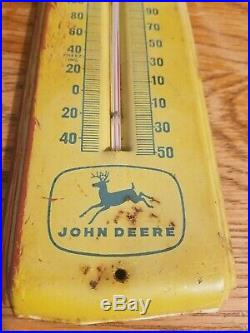 John Deere Indianola Iowa Thermometer Sign Vintage Old Original Farm Gas Oil