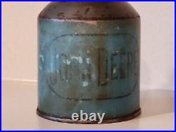 John Deere JD Oil Can Blue Burnham Feed Company Tyrone PA Vintage Advertising