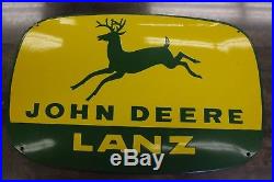 John Deere Lanz Ss Convex Porcelain Sign. Near Mint