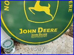 John Deere Large, Heavy Double Sided Porcelain Dealer Sign (dated 1952) 30