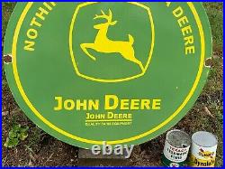 John Deere Large, Heavy Porcelain Dealer Sign, (dated 1952) 30 Inch, Nice