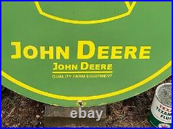 John Deere Large, Heavy Porcelain Dealer Sign, (dated 1952) 30 Inch, Nice