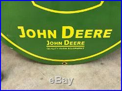 John Deere Large, Heavy Porcelain Sign (dated 1962) 30 Inch, Nice Sign