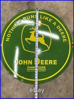 John Deere Large, Heavy Porcelain Sign (dated 1962) 30 Inch, Nice Sign