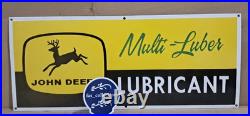 John Deere Lubricant Porcelain Enamel Sign 36 x 15 Inches 1 Sided