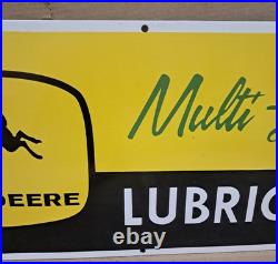 John Deere Lubricant Porcelain Enamel Sign 36 x 15 Inches 1 Sided