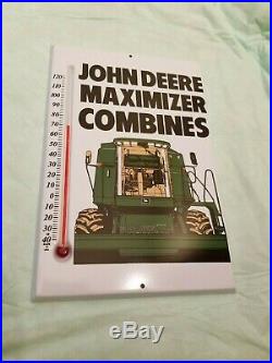 John Deere Maximizer Combine Thermometer Sign Original Vintage Old Farm Tractor