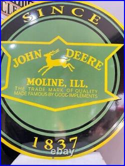 John Deere Moline, ILL 36 Inch Diametre Single Side Porcelain Enamel Sign