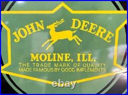 John Deere Moline, ILL 36 Inch Diametre Single Side Porcelain Enamel Sign