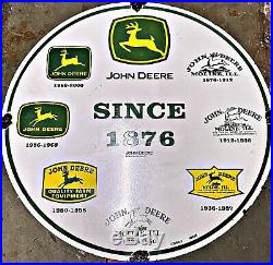John Deere Moline Ill. Since 1876 Sign Vintage Original Enamel 30 Inches Round