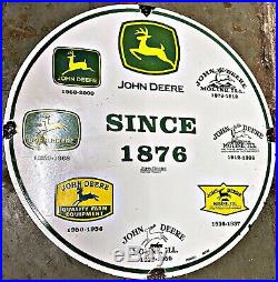 John Deere Moline Ill. Since 1876 Sign Vintage Original Enamel 30 Inches Round