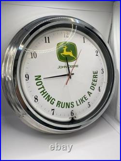 John Deere Neon Clock 14.5 Nothing Runs Like A Deere Tested And Working
