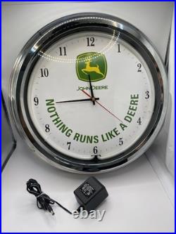 John Deere Neon Clock 14.5 Nothing Runs Like A Deere Tested And Working