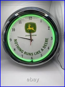 John Deere Neon Clock 14.5 Nothing Runs Like A Deere Tested And Working