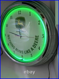 John Deere Neon Clock 14.5 Nothing Runs Like A Deere Tested And Working