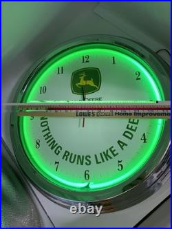 John Deere Neon Clock 14.5 Nothing Runs Like A Deere Tested And Working