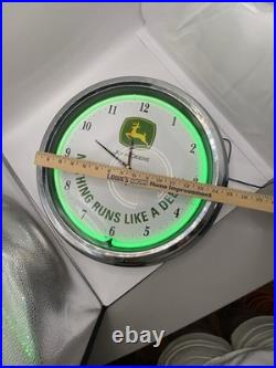 John Deere Neon Clock 14.5 Nothing Runs Like A Deere Tested And Working
