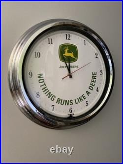 John Deere Neon Clock 14.5 Nothing Runs Like A Deere Tested And Working