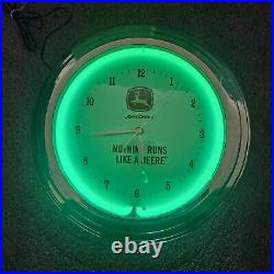 John Deere Neon Clock Nothing Runs Like A Deere