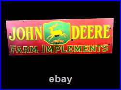 John Deere Neon Skin (sspn) 72 X 24 Die Cut Advertisement Porcelain Enamel Sign