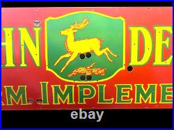 John Deere Neon Skin (sspn) 72 X 24 Die Cut Advertisement Porcelain Enamel Sign