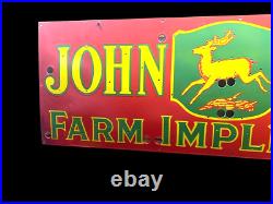 John Deere Neon Skin (sspn) 72 X 24 Die Cut Advertisement Porcelain Enamel Sign