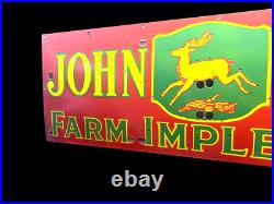 John Deere Neon Skin (sspn) 72 X 24 Die Cut Advertisement Porcelain Enamel Sign